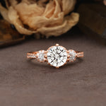Classic Luxury 4-Prong Round Cut Lab Diamond Three Stones Wedding Ring - Additional view