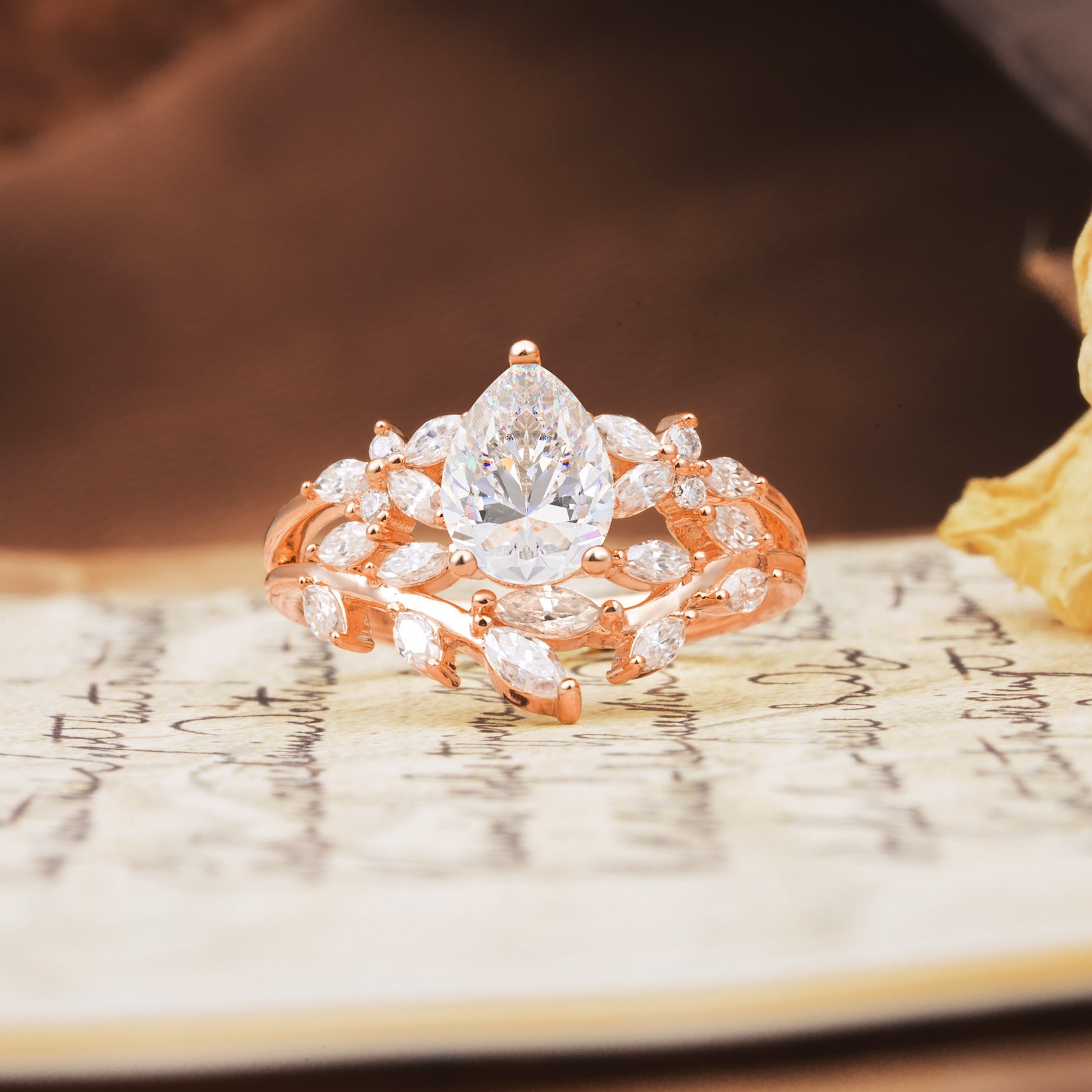 Natural Inspiration Luxury 3-Prong Pear Cut Moissanite Engagement Ring - Additional view