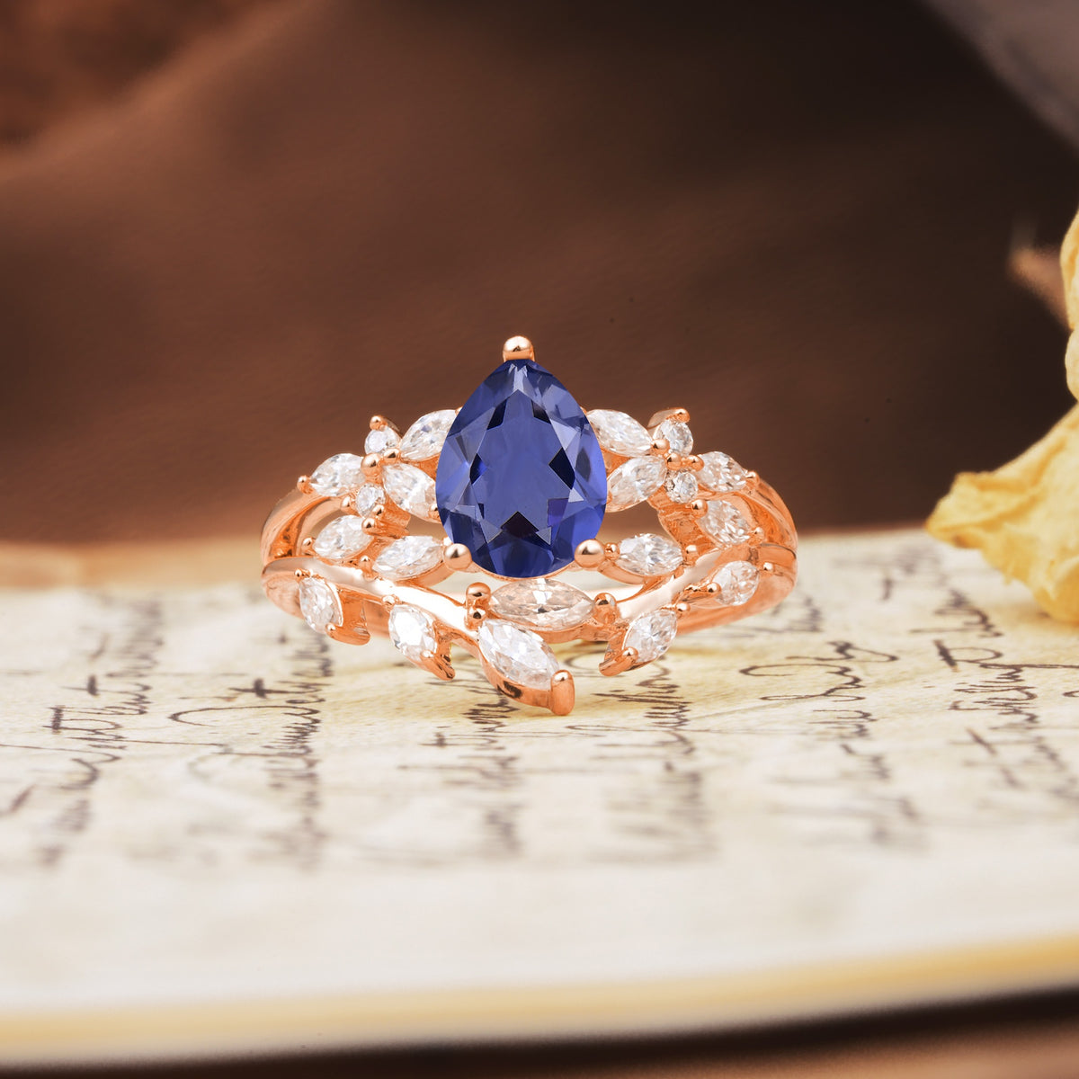 Natural Inspiration Luxury 3-Prong Pear Cut Tanzanite Engagement Ring - Additional view