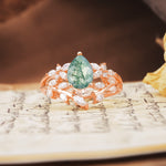Natural Inspiration Luxury 3-Prong Pear Cut Moss Agate Engagement Ring - Additional view