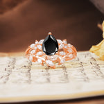 Natural Inspiration Luxury 3-Prong Pear Cut Black Onyx Engagement Ring - Additional view