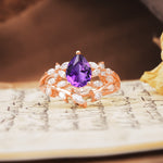 Natural Inspiration Luxury 3-Prong Pear Cut Amethyst Engagement Ring - Additional view