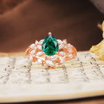 Natural Inspiration Luxury 3-Prong Pear Cut Emerald Engagement Ring - Additional view
