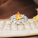 Natural Inspiration Luxury 3-Prong Pear Cut Citrine Engagement Ring - Additional view