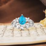 Natural Inspiration Luxury 3-Prong Pear Cut Turquoise Engagement Ring - Additional view