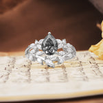 Natural Inspiration Luxury 3-Prong Pear Cut Black Rutilated Quartz Engagement Ring - Additional view