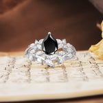 Natural Inspiration Luxury 3-Prong Pear Cut Black Onyx Engagement Ring - Additional view