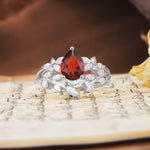 Natural Inspiration Luxury 3-Prong Pear Cut Garnet Engagement Ring - Additional view