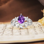 Natural Inspiration Luxury 3-Prong Pear Cut Amethyst Engagement Ring - Additional view