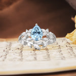 Natural Inspiration Luxury 3-Prong Pear Cut Aquamarine Engagement Ring - Additional view
