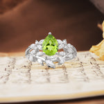Natural Inspiration Luxury 3-Prong Pear Cut Peridot Engagement Ring - Additional view