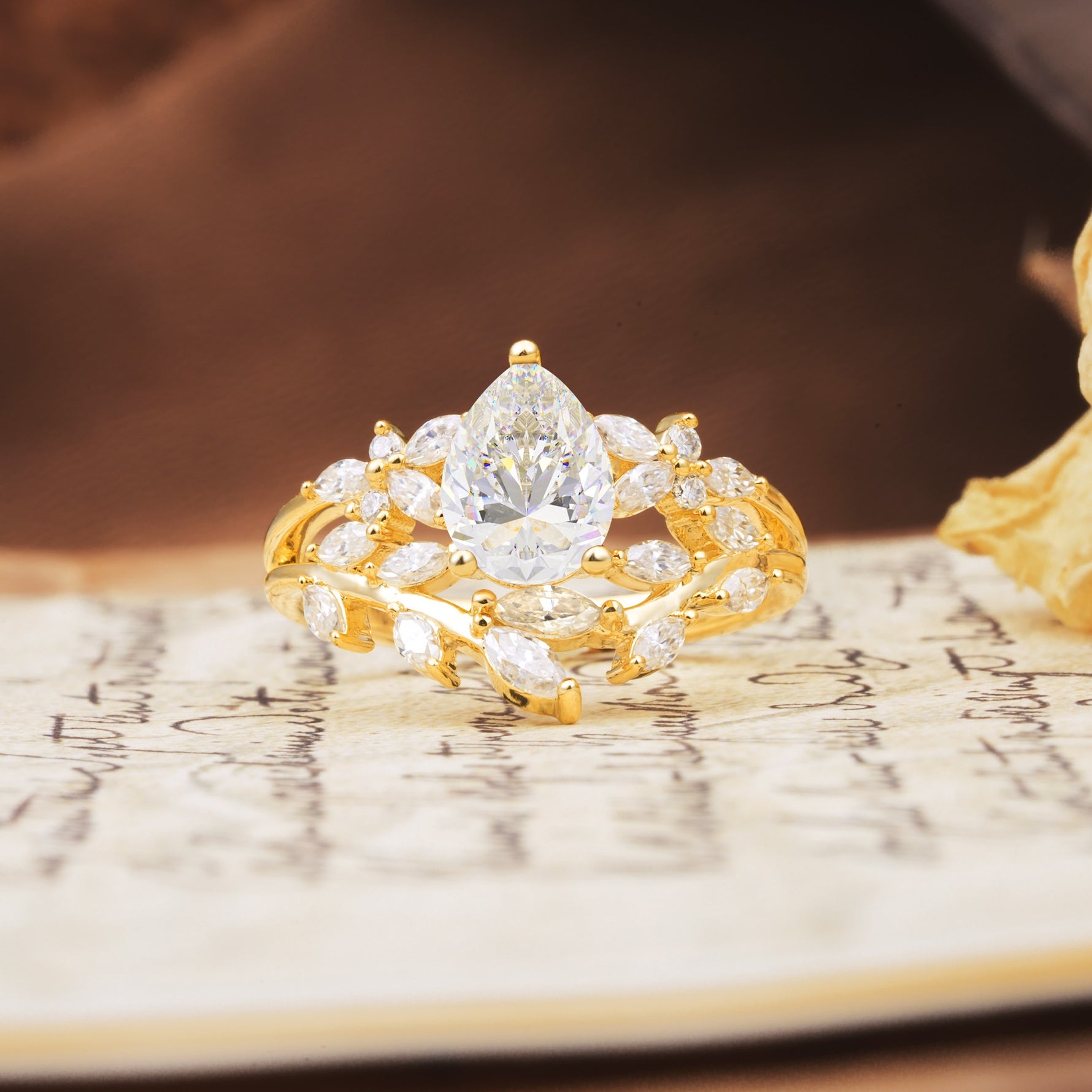 Natural Inspiration Luxury 3-Prong Pear Cut Moissanite Engagement Ring - Additional view