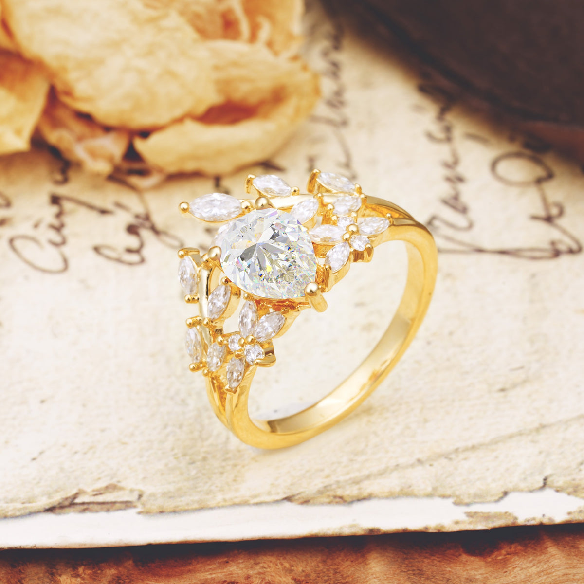Natural Inspiration Luxury 3-Prong Pear Cut Moissanite Engagement Ring - Additional view