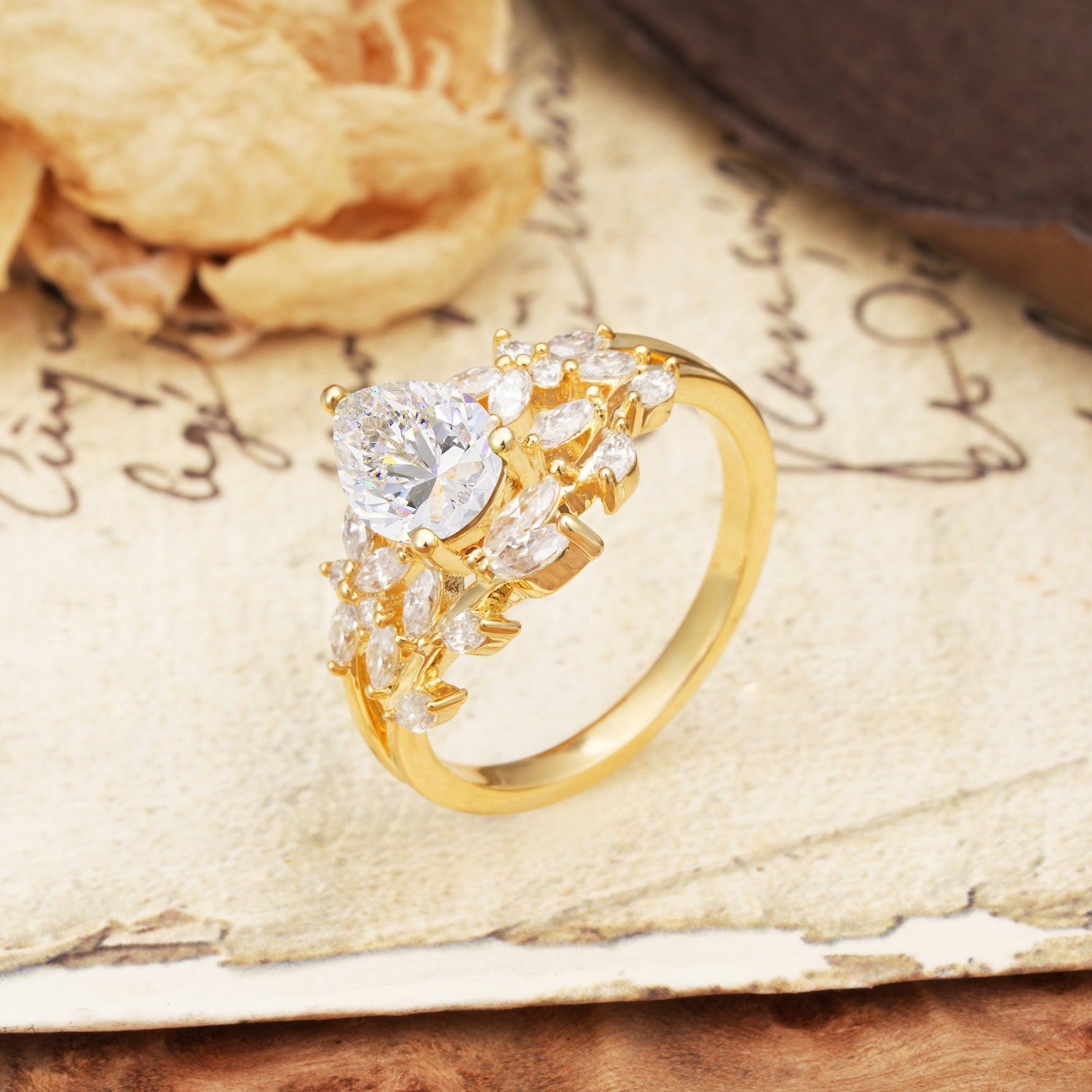 Natural Inspiration Luxury 3-Prong Pear Cut Moissanite Engagement Ring - Additional view