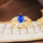 Natural Inspiration Luxury 3-Prong Pear Cut Sapphire Engagement Ring - Additional view