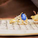 Natural Inspiration Luxury 3-Prong Pear Cut Sapphire Engagement Ring - Additional view