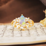 Natural Inspiration Luxury 3-Prong Pear Cut Fire Opal Engagement Ring - Additional view