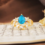 Natural Inspiration Luxury 3-Prong Pear Cut Turquoise Engagement Ring - Additional view