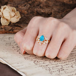 Natural Inspiration Luxury 3-Prong Pear Cut Turquoise Engagement Ring - Additional view