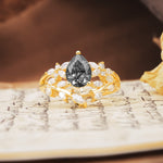 Natural Inspiration Luxury 3-Prong Pear Cut Black Rutilated Quartz Engagement Ring - Additional view