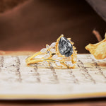Natural Inspiration Luxury 3-Prong Pear Cut Black Rutilated Quartz Engagement Ring - Additional view