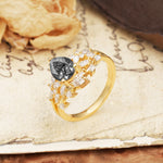Natural Inspiration Luxury 3-Prong Pear Cut Black Rutilated Quartz Engagement Ring - Additional view