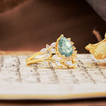 Natural Inspiration Luxury 3-Prong Pear Cut Moss Agate Engagement Ring - Additional view