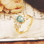 Natural Inspiration Luxury 3-Prong Pear Cut Moss Agate Engagement Ring - Additional view