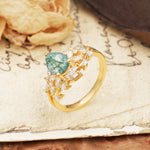 Natural Inspiration Luxury 3-Prong Pear Cut Moss Agate Engagement Ring - Additional view