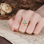 Natural Inspiration Luxury 3-Prong Pear Cut Moss Agate Engagement Ring - Additional view