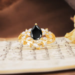 Natural Inspiration Luxury 3-Prong Pear Cut Black Onyx Engagement Ring - Additional view