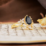 Natural Inspiration Luxury 3-Prong Pear Cut Black Onyx Engagement Ring - Additional view