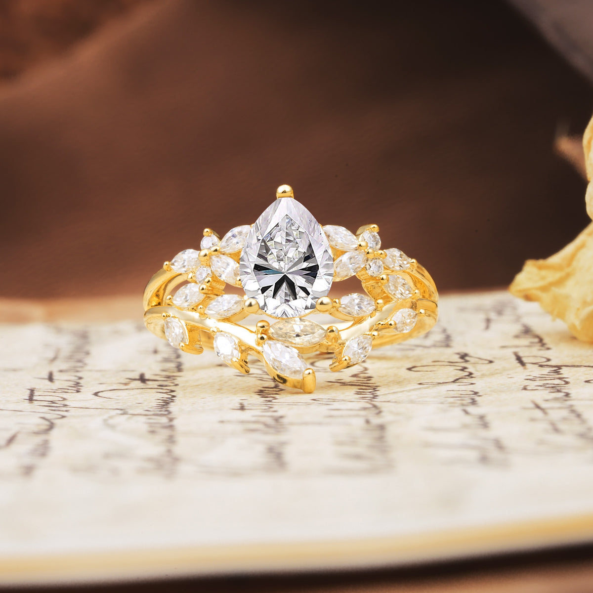 Natural Inspiration Luxury 3-Prong Pear Cut Lab Diamond Engagement Ring - Additional view