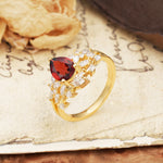 Natural Inspiration Luxury 3-Prong Pear Cut Garnet Engagement Ring - Additional view