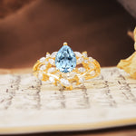 Natural Inspiration Luxury 3-Prong Pear Cut Aquamarine Engagement Ring - Additional view