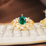 Natural Inspiration Luxury 3-Prong Pear Cut Emerald Engagement Ring - Additional view