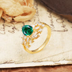 Natural Inspiration Luxury 3-Prong Pear Cut Emerald Engagement Ring - Additional view