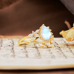 Natural Inspiration Luxury 3-Prong Pear Cut Moonstone Engagement Ring - Additional view
