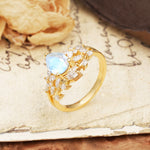 Natural Inspiration Luxury 3-Prong Pear Cut Moonstone Engagement Ring - Additional view
