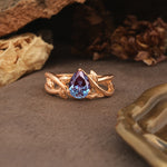 Nature-Inspired Classic Luxury: Entwined 3-Prong Pear Cut Alexandrite Engagement Ring - Additional view