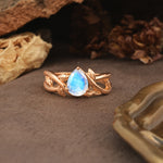 Nature-Inspired Classic Luxury: Entwined 3-Prong Pear Cut Moonstone Engagement Ring - Additional view