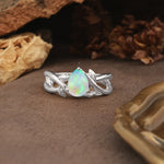 Nature-Inspired Classic Luxury: Entwined 3-Prong Pear Cut Fire Opal Engagement Ring - Additional view