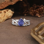 Nature-Inspired Classic Luxury: Entwined 3-Prong Pear Cut Tanzanite Engagement Ring - Additional view