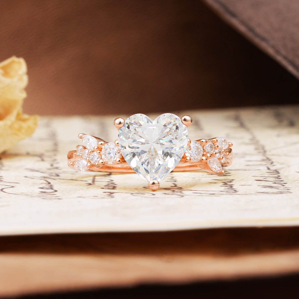 Classic Minimalist 3-Prong Heart Cut Moissanite Engagement Ring - Additional view