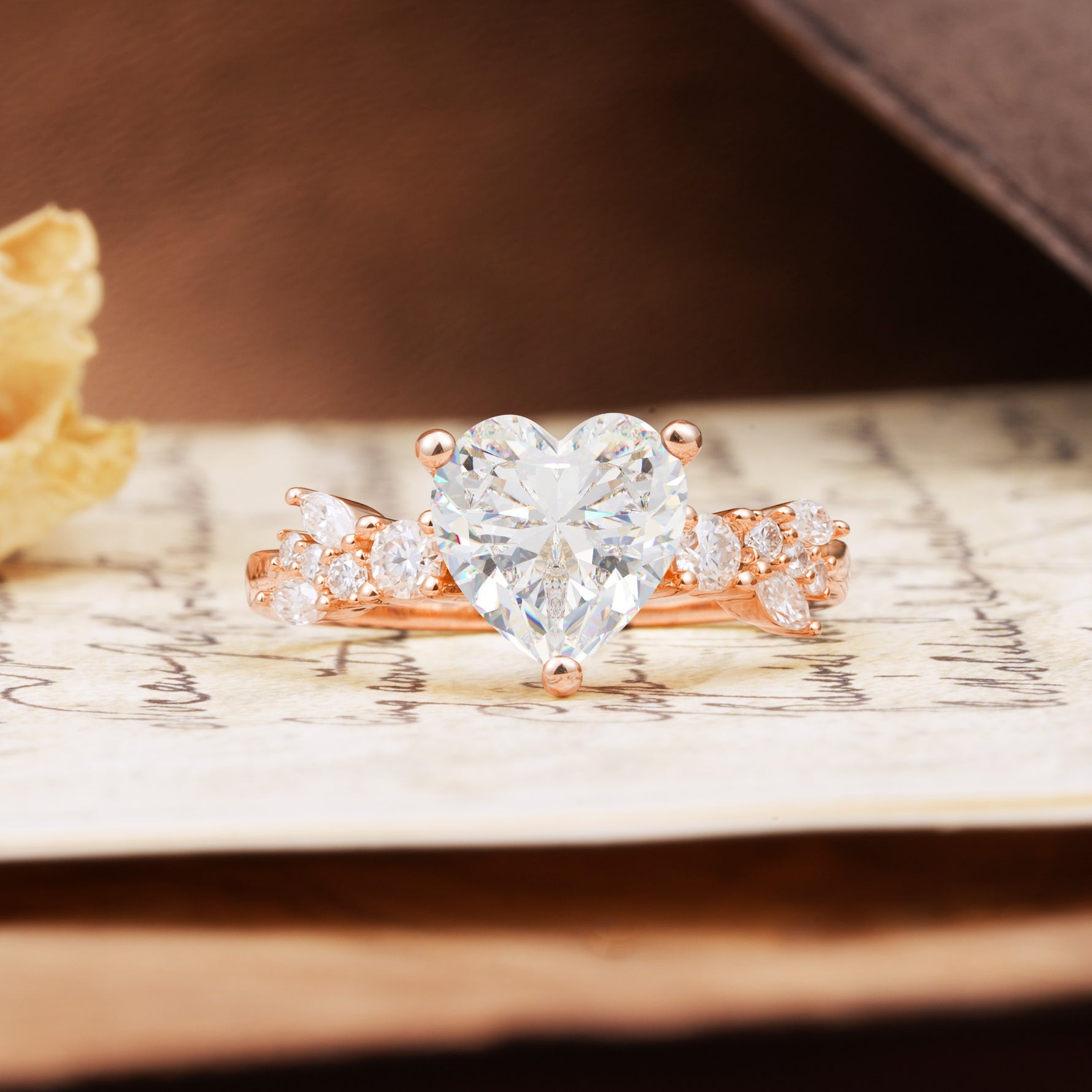 Classic Minimalist 3-Prong Heart Cut Moissanite Engagement Ring - Additional view