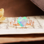 Unique and Dazzling 3-Prong Heart Cut Fire Opal Engagement Ring - Additional view