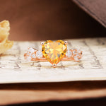 Classic Minimalist 3-Prong Heart Cut Citrine Engagement Ring - Additional view