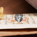 Unique and Dazzling 3-Prong Heart Cut Black Rutilated Quartz Engagement Ring - Additional view