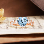 Classic Minimalist 3-Prong Heart Cut Aquamarine Engagement Ring - Additional view