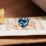 Unique and Dazzling 3-Prong Heart Cut Alexandrite Engagement Ring - Additional view